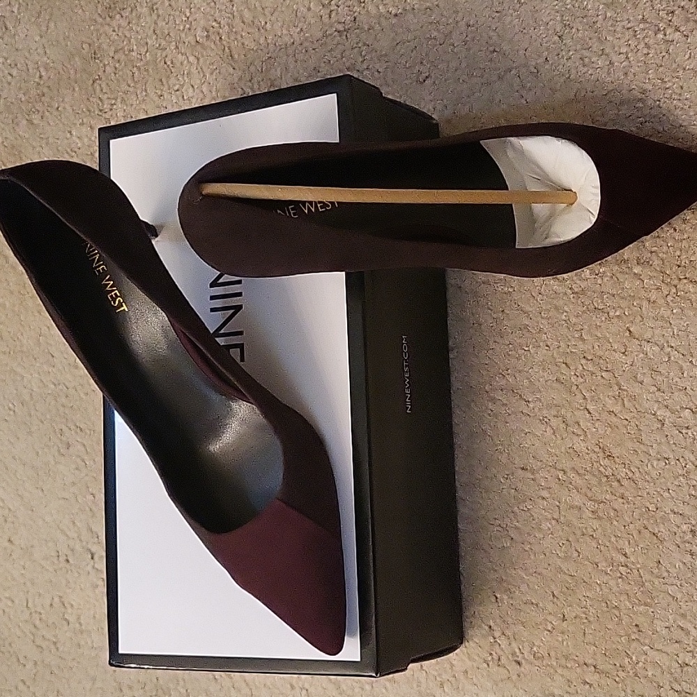 Suede brown and burgundy heels